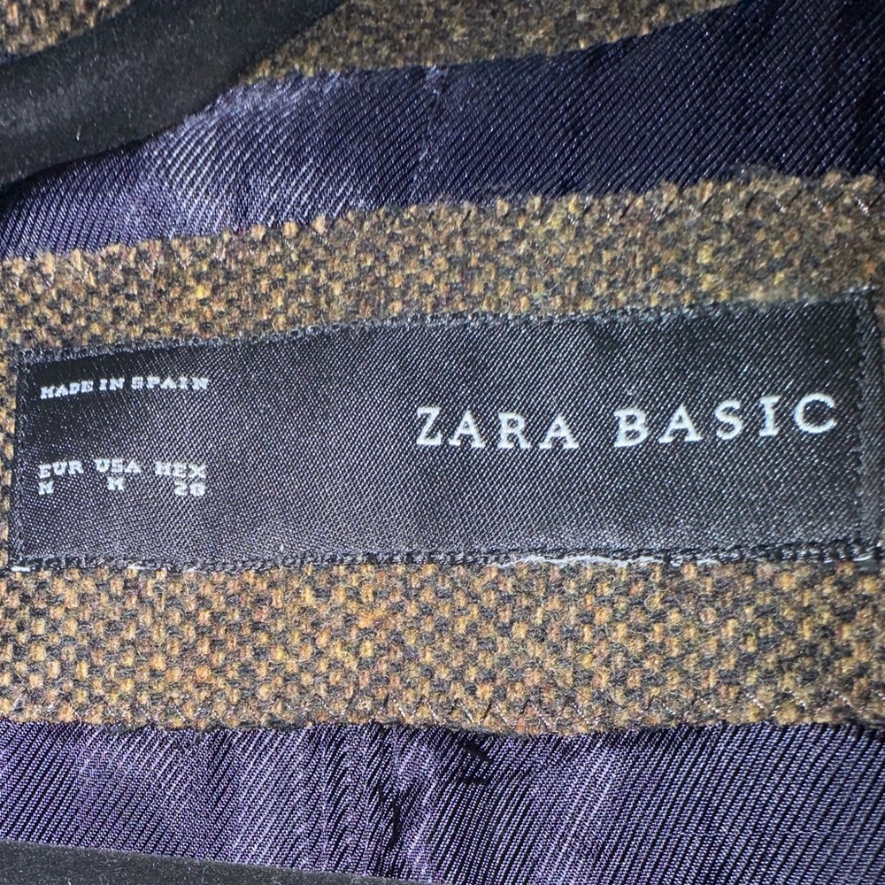 Zara Basic Textured Brown Tweed Jacket Women’s M … - image 3
